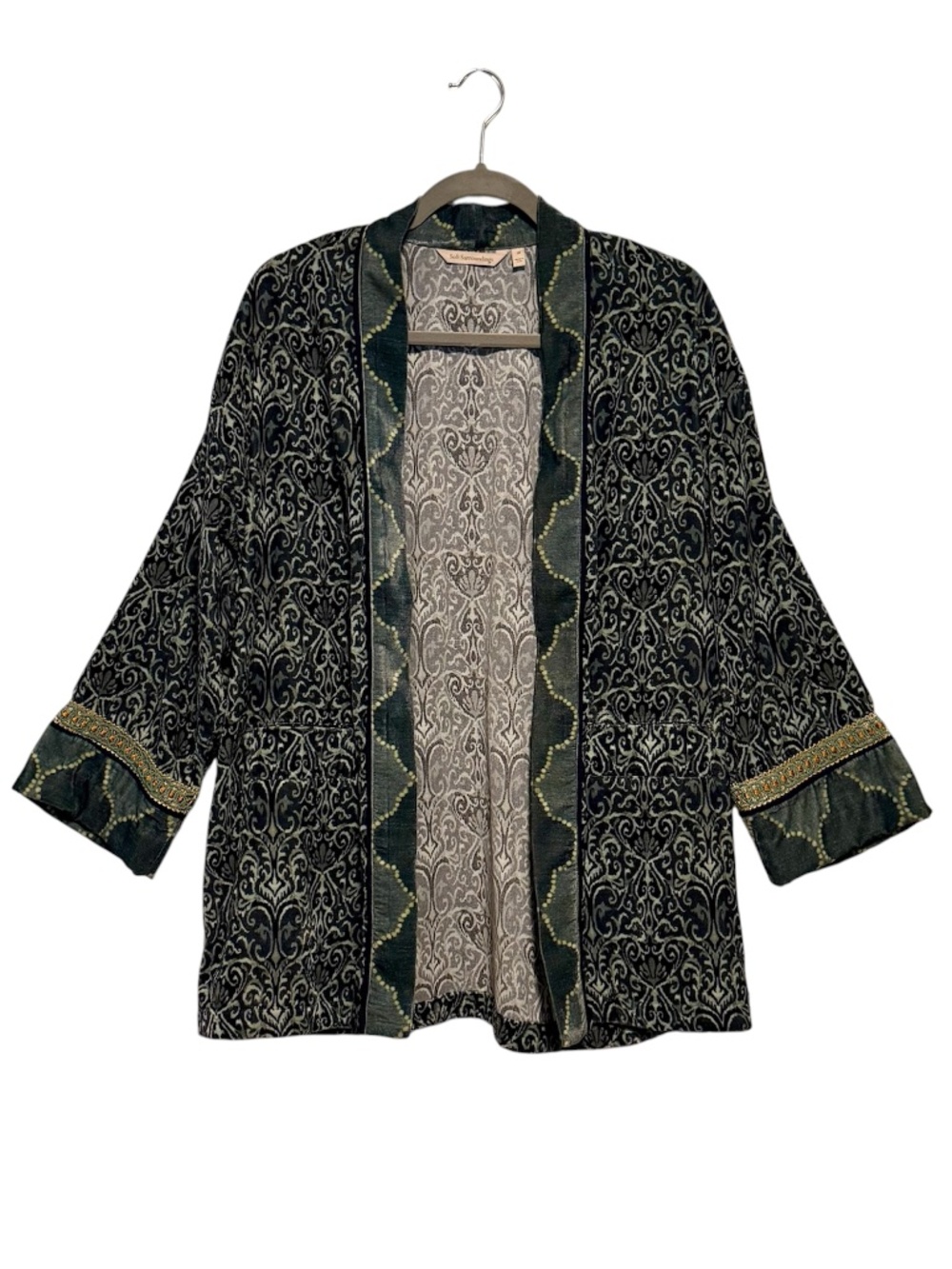 Soft Surroundings Aurora Velvet Open Front Topper Kimono Size Medium